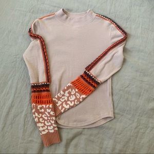 Free People Thermal In the Mix Jacquard Top Pink S